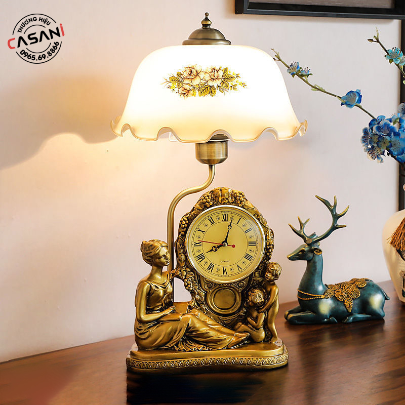 Đèn bàn trang trí DDB-5044 5 Đèn bàn tích hợp đồng hồ tiện lợi