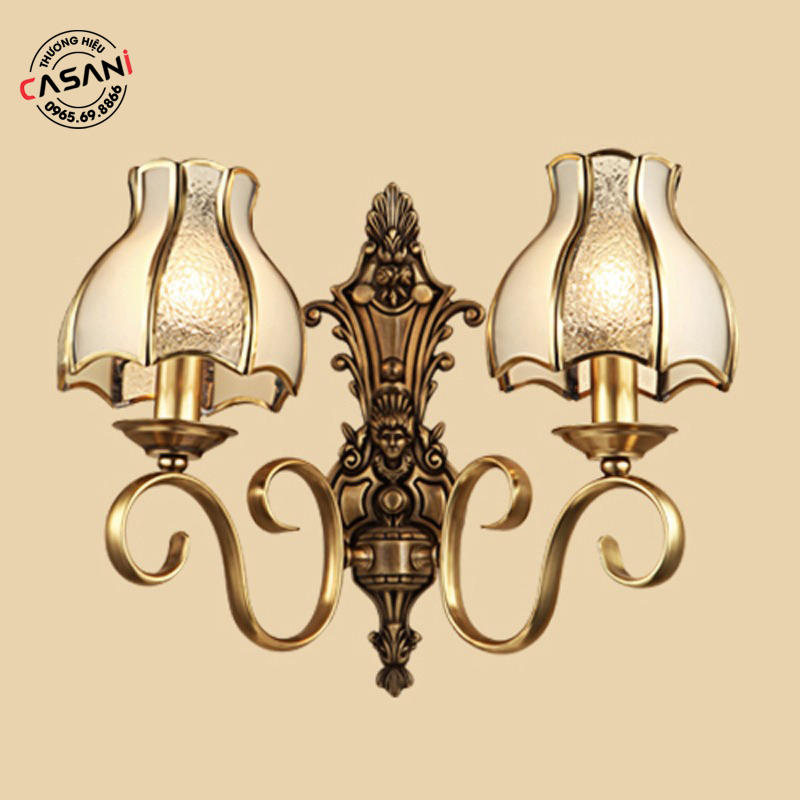 Đèn treo tường đồng kính DTD-3318 2 Đèn treo tường đồng thiết kế sang trọng