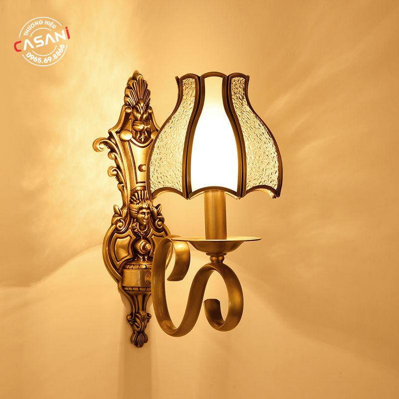 Đèn treo tường đồng kính DTD-3318 4 Đèn tường tỏa ánh sáng vàng ấm áp