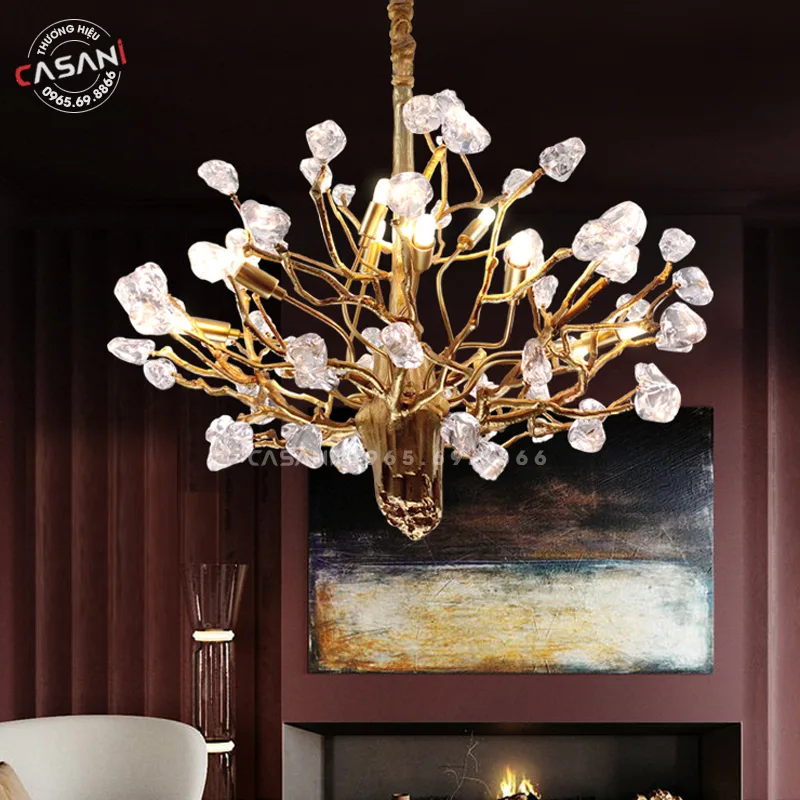 Đèn Chùm Serip Đồng DDS-1692 3 Ánh sáng đèn LED dịu nhẹ, ấm áp