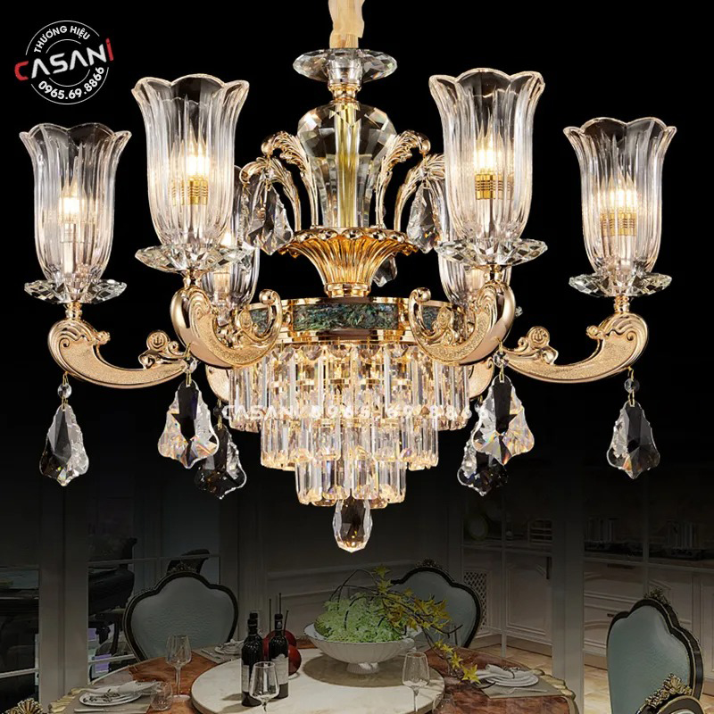 Kích Thước Đèn Chùm – Cách Chọn Kích Thước Chuẩn Nhất 3 Đèn Chùm Đồng Pha Lê Cổ Điển DCD-1777