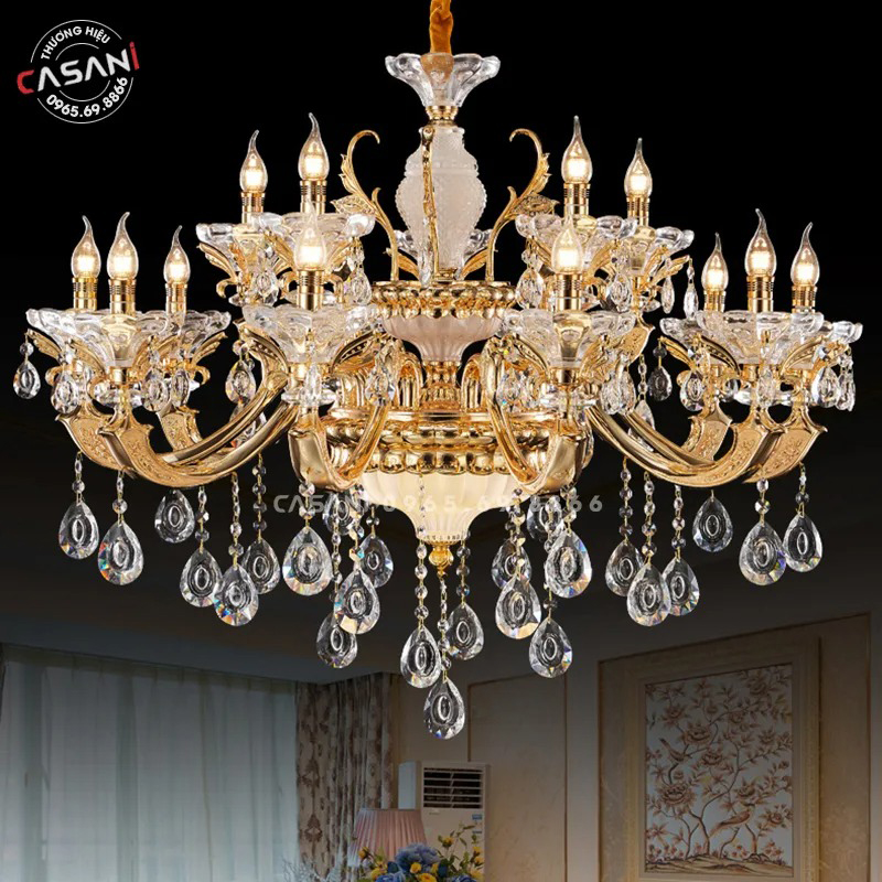 Giá Đèn Chùm Trang Trí Nội Thất Đẹp Tại Casani 4 Đèn Chùm Đồng Phòng Khách DCD-1773