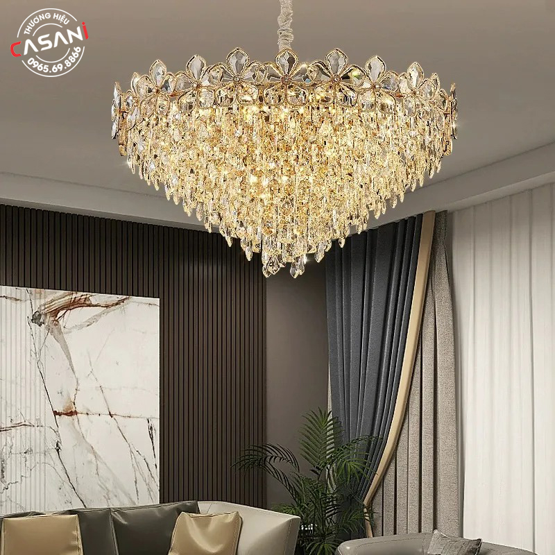 Kích Thước Đèn Chùm – Cách Chọn Kích Thước Chuẩn Nhất 7 Đèn Chùm Thả Tròn Pha Lê Hiện Đại DCH-3801-60